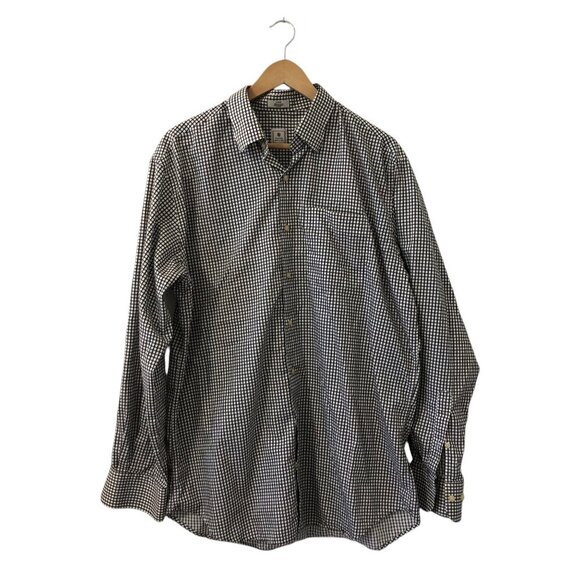 Peter Millar Golf 100% Cotton Checkered Long Sleeve Button-Down Shirt  Large - Picture 1 of 12